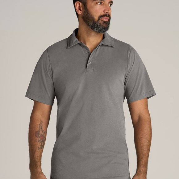 American Tall LJ&S Ultra Soft Short Sleeve Cotton Polo for Tall Men in Vintage P - Picture 1 of 3